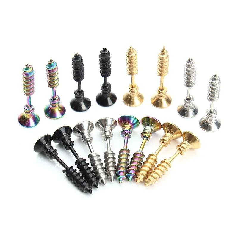 1 paio Punk divertente vite orecchini per uomo donna Body Piercing Street Pop Hip hop interessanti gioielli orecchio migliori regali