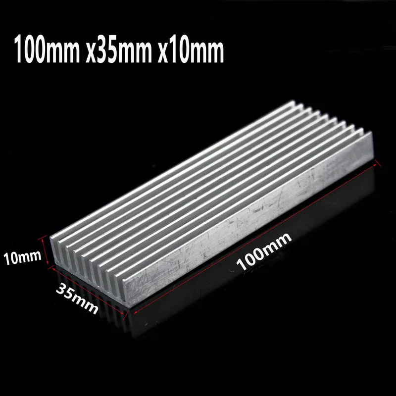 

10pcs Gdstime 100mm Aluminum Heatsink 100x35x10mm Silver DIY Cooler LED Power Heat Sink High Quality