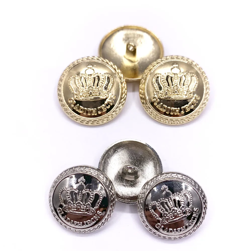 Crown metal button gold or silver colorz sweater coat decoration buttons accessories DIY 10Pcs/Lot JS-0001