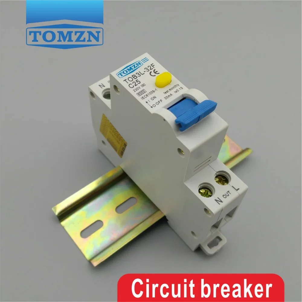 TOB3L-32F 18MM RCBO 25A 1P+N 6KA Residual current Circuit breaker with over current and Leakage protection