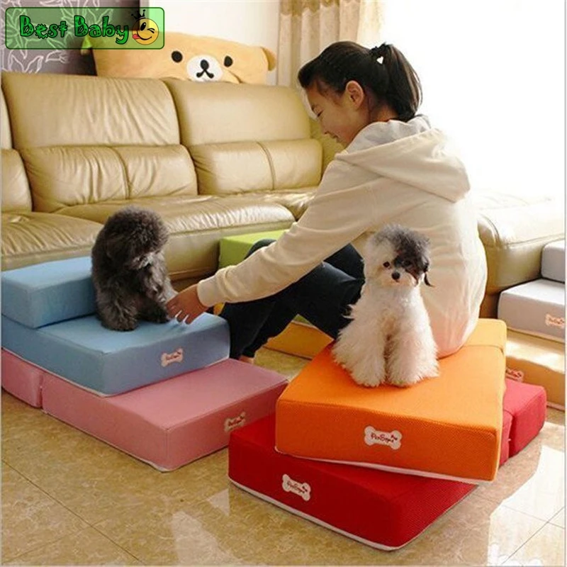 Luxury Mesh Fold Pet Ramp Stairs For Little Small Dog Puppy Cat Animals Mat Mattress Bed Fabric 2-steps with detachable Cover