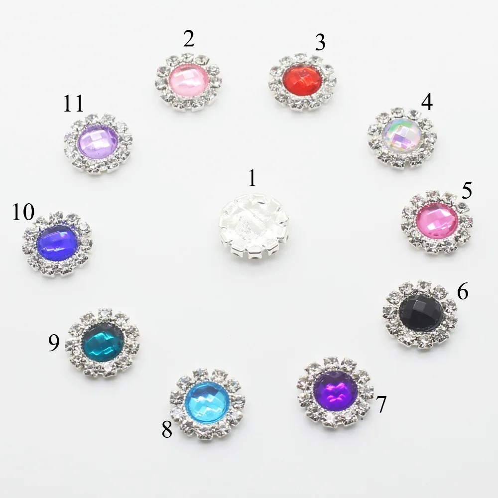 Rhinestone Button 10Pcs/Lot 10MM Acrylic Embellishment Garment Sewing Decoration DIY Crafts Accessories