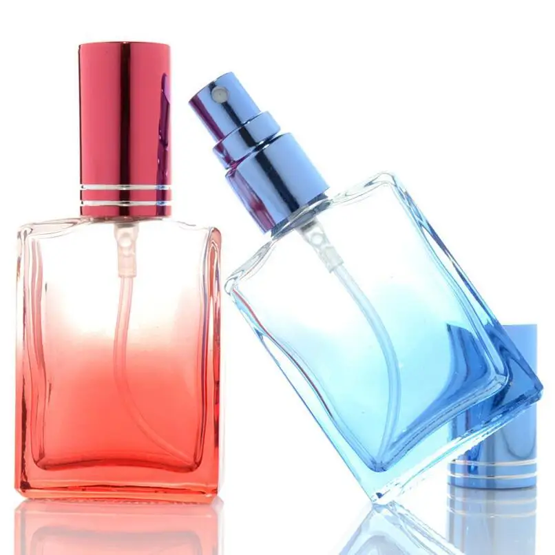 Wholesale 15ml Colorful Square Glass Atomizer Perfume Refillable Bottles Empty Mini Spray Bottles