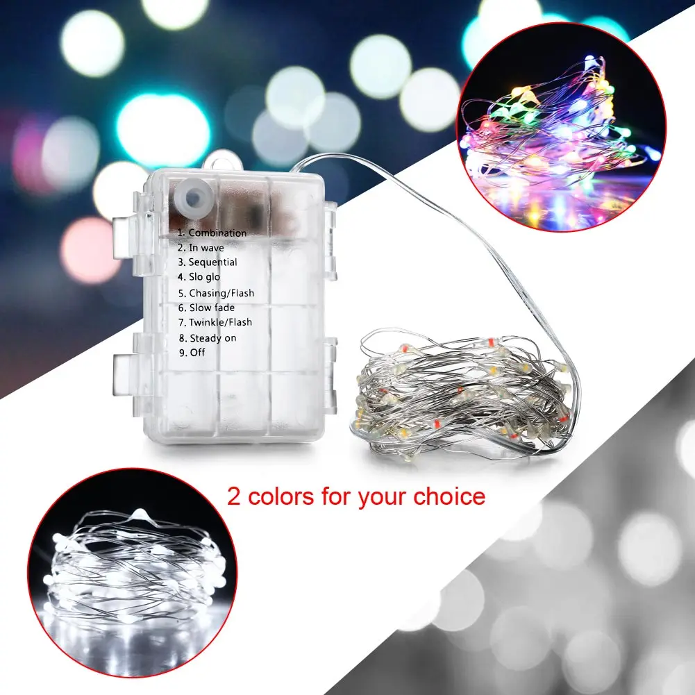 8โหมดรีโมทคอนโทรล5M/10M RGB LED กลางแจ้งคริสต์มาส Fairy ไฟตกแต่งงานแต่งงานทองแดงสายไฟ LED ไฟ Starry
