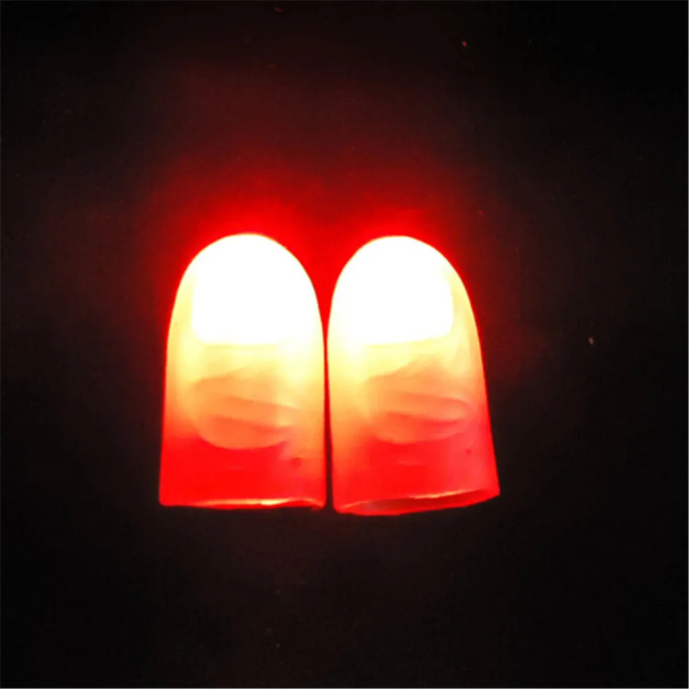 2Pcs Funny Magic Trick Props LED Light Flashing Fingers Kids Amazing Fantastic Glow Toys Children Luminous Gifts  Random