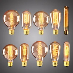 Vintage Edison Filament Bulb Retro Lamp E27 220V 40W Ampoule Lampada Incandescent Light Antique T10 T30 G95 T45 ST64 Decoration