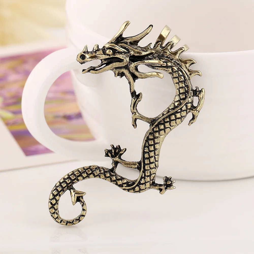 10PCS Fashion Jewelry Statement Earrings 2018 Punk Dragon Long Ear Cuff Earring Jackets Earrings For Women And Men Gifts EJ011