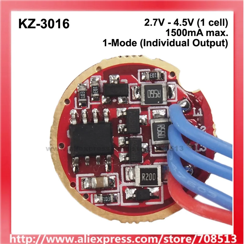 KZ-3016 Individual Triple LED 20mm 1.5A 2.7V - 4.5V Driver Circuit Board ( 1 pc )