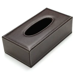 Portable Leather Rectangular Tissue Cover Box Holders Case Pumping Paper Hotel Home Car Gift Brown