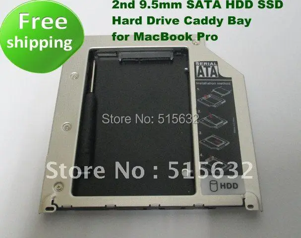 2nd 9.5mm SATA HDD SSD Hard Drive Caddy Bay for Apple Pro 13