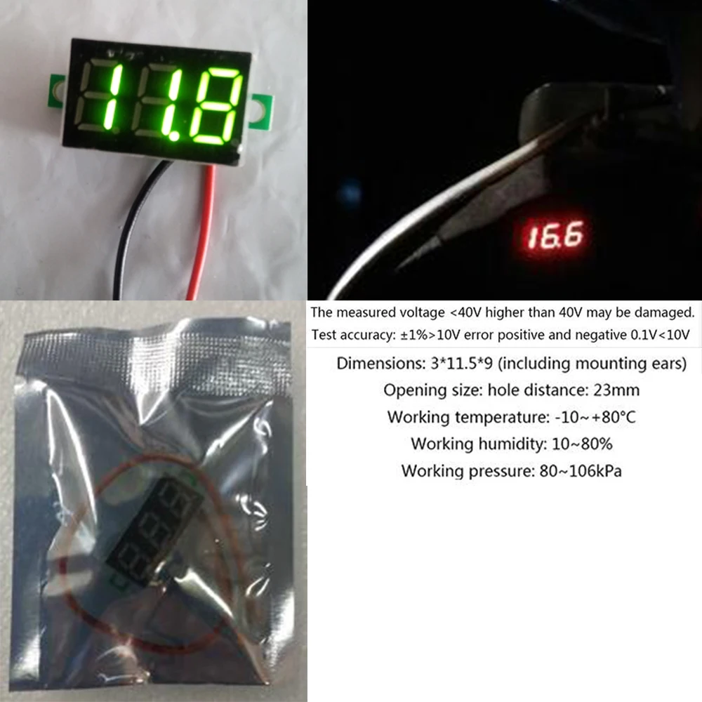 1PC 0.28 Inch Two Lines Mini Voltmeter DC2.5V-30V LED Display Voltage Meter Digital Display Voltmeter,FOUR COLOR OPTIONAL