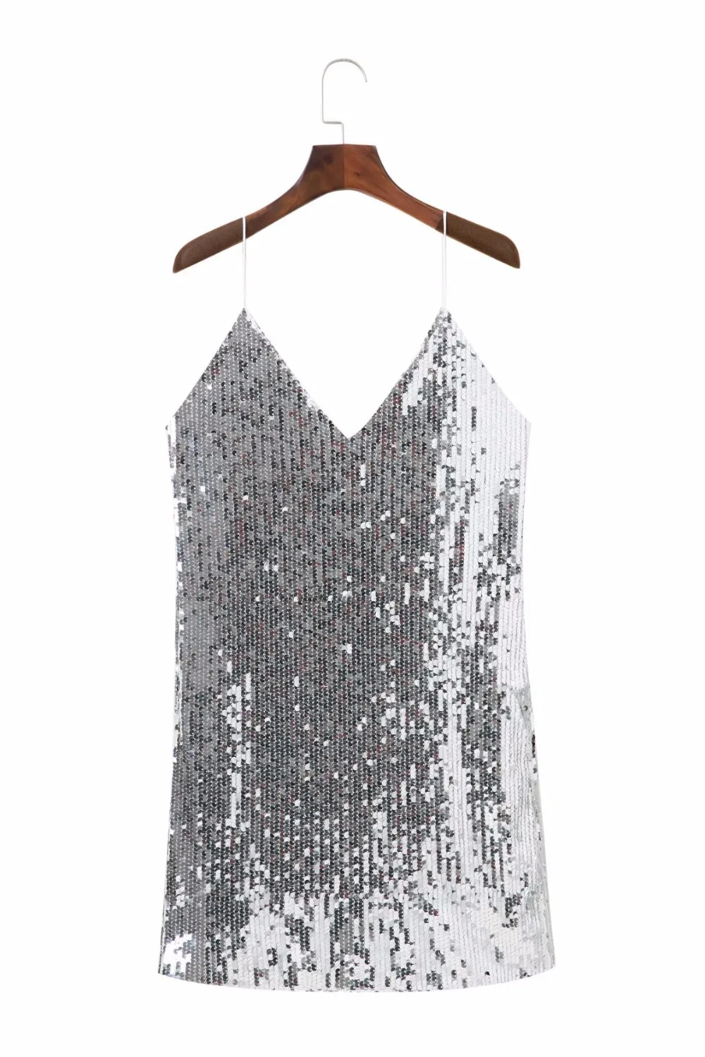 2022 Deep V Neck Silver Sequin Sexy Dress Women Elegant Evening Party Short Dress Casual Sleeveless Summer Dress Vestidos