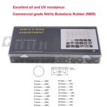 225pcs Rubber O-Ring Assortment Kit in Plastic Box #6