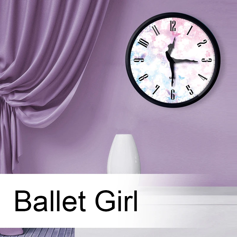 12 Inch Silent Quartz Wall Clock, Yoga Music Ballet Dance With Ballet Dancer Pointer for Ballet lover, Ballet Classroom Teacher