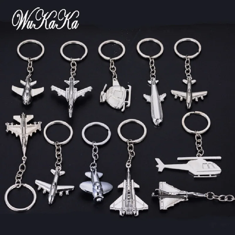 2024 Crystal aircraft Pendent airplane Model keychain Bomber Fighter Combat Helicopter airplane Car Key rings Men Jewelry