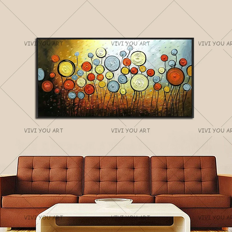 Artist 100% Hand-painted High Quality Modern Wall Art Flower Oil Painting on Canvas Brushes Knife Colorful Flower Oil Painting