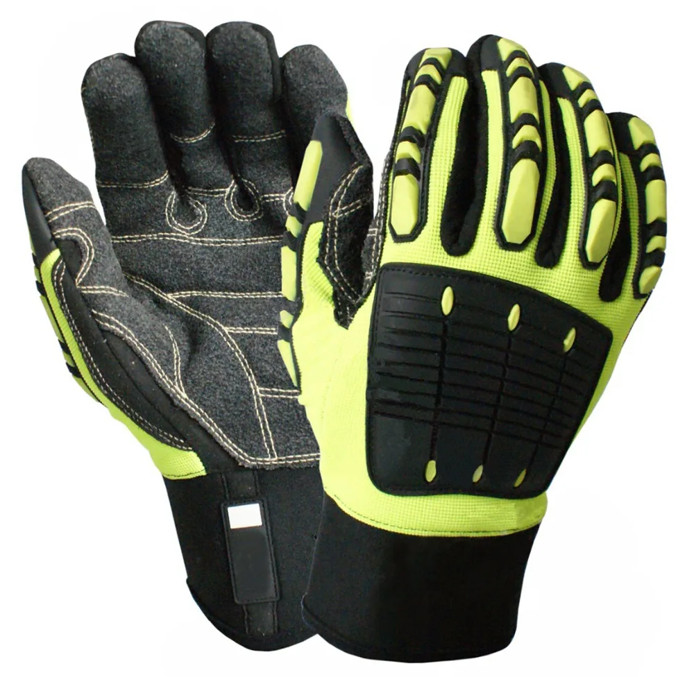 Impact Proof Mechanics Work Glove Heavy Duty Rigger Clutch Gear Anti Vibration Safety Gloves Cut Resistant Shock Absorbing