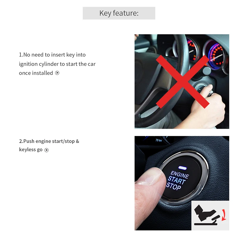 EASYGUARD Car engine start stop button remote engine start optional for automatic car can work with car original remote control