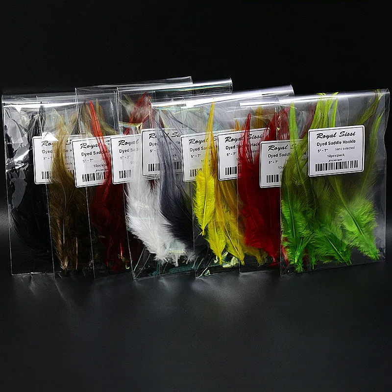 80pcs/lot 8colors assorted rooster saddle hackle for streamer&woolly bugger flies hybrid fly tying hackle feather hand selected