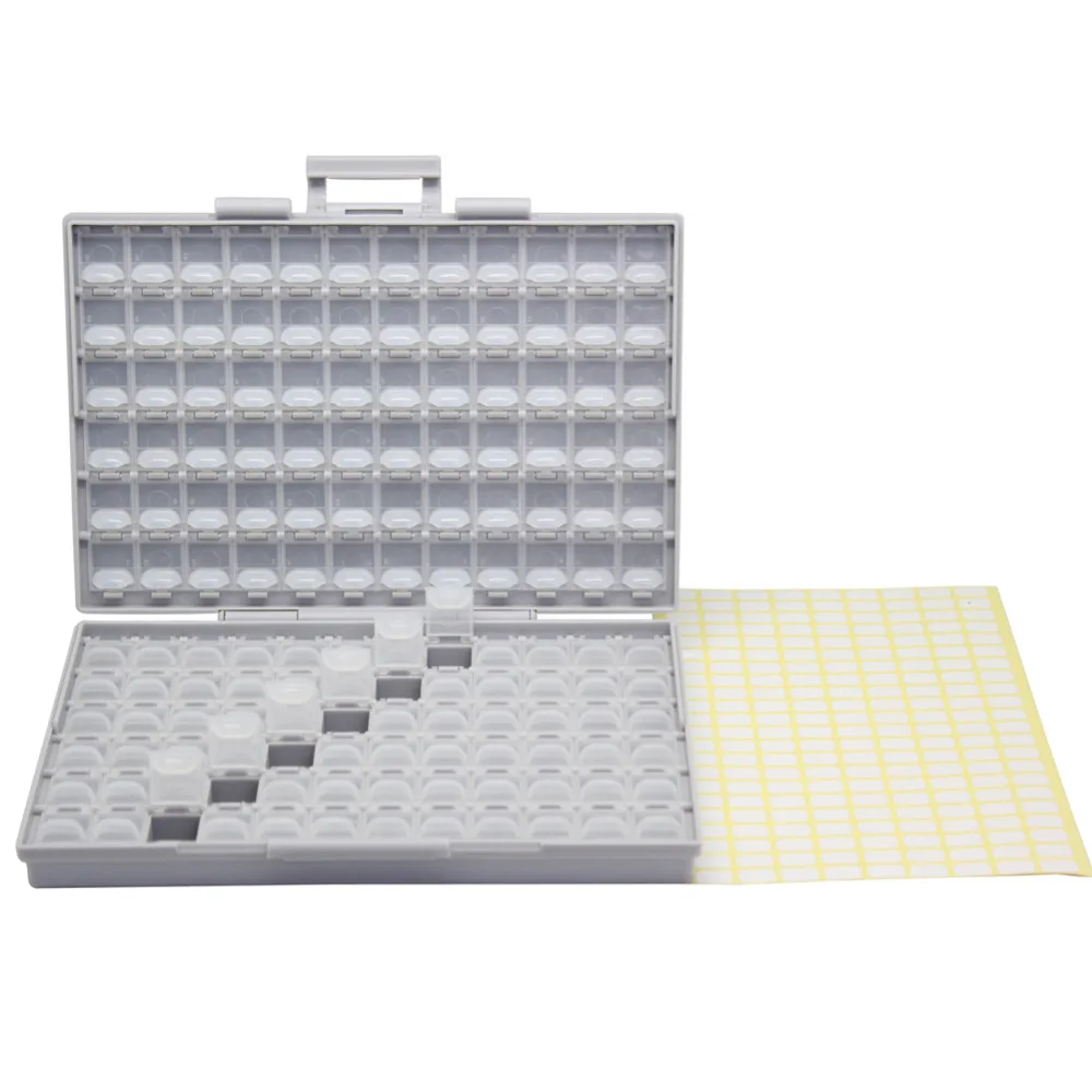 AideTek BOX-ALL-144 Compartments SMD Resistor Capacitor Beads Storage white Box Organizer plastic toolbox