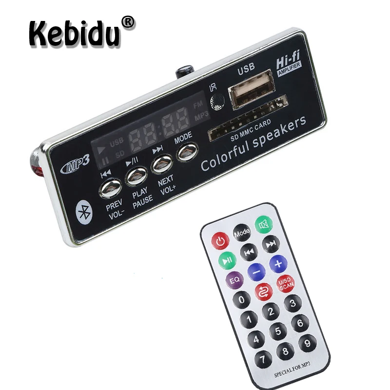 Kebidumei Wireless MP3 Player Integrated Decoder Board Music Audio Module USB For Car Radio Digital LED Remote control