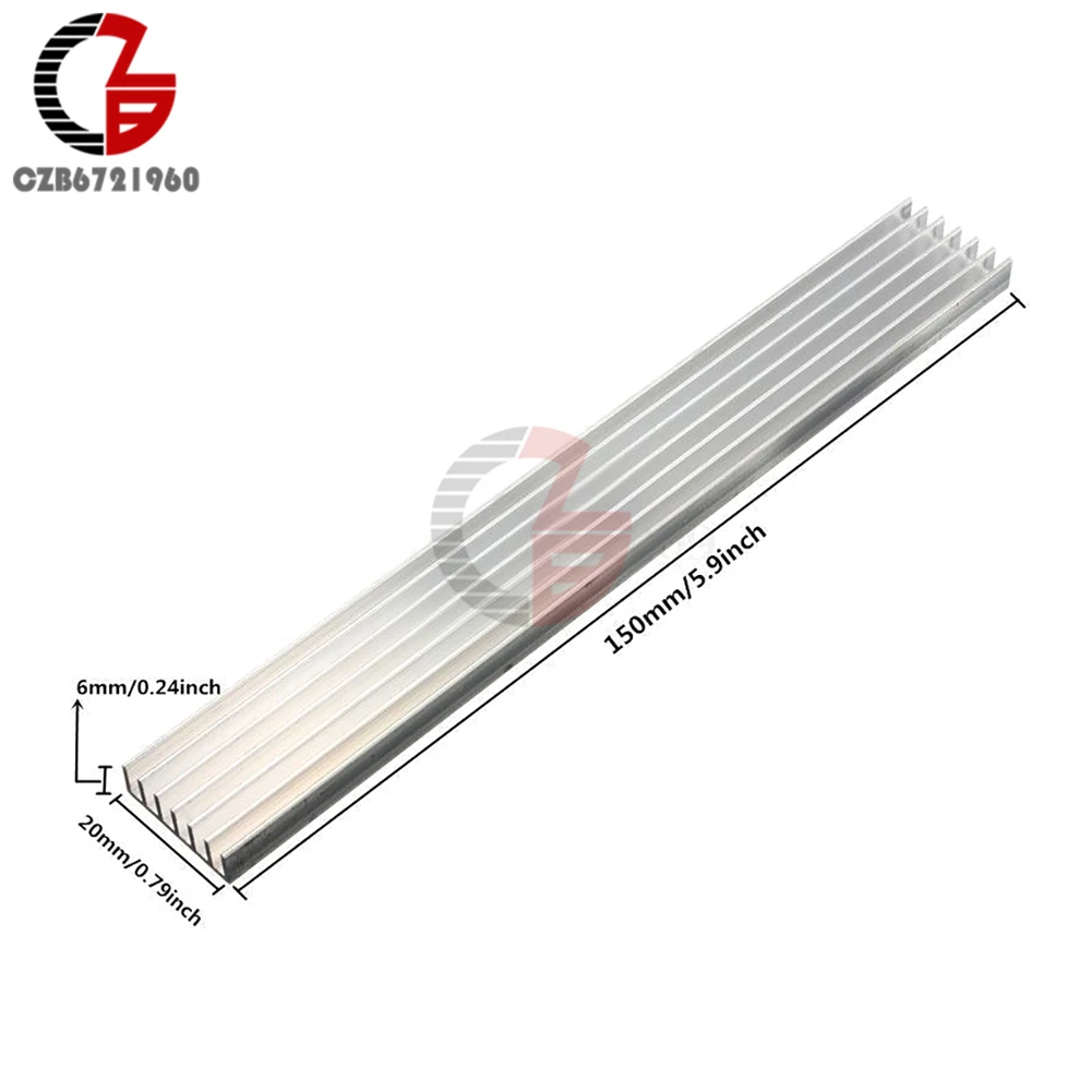 Silver-White Heat Sink LED 150x20x6mm Heat Sink Aluminum Cooling Fin