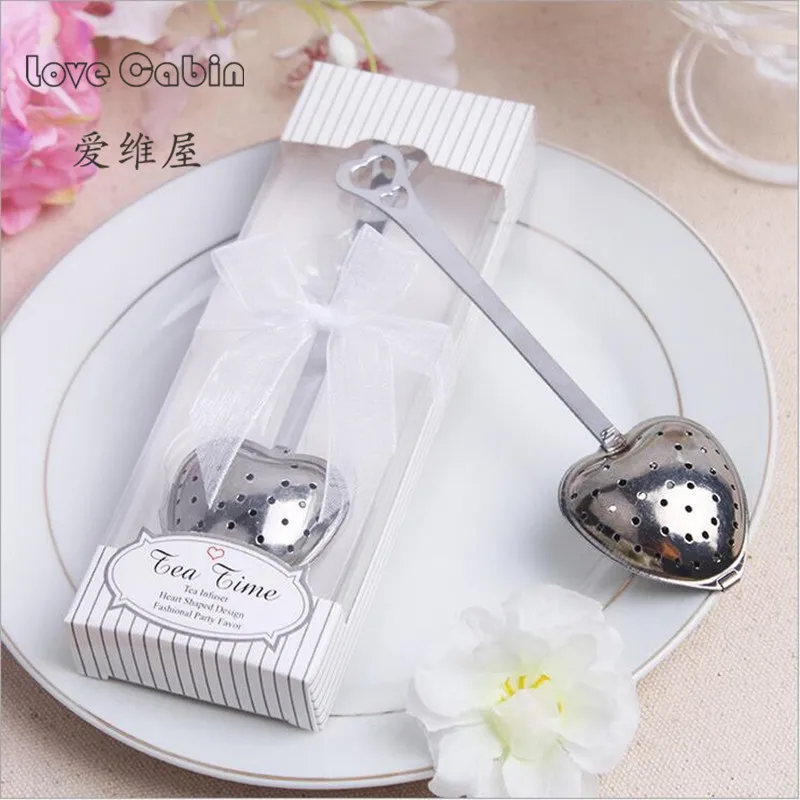 Practical Heart Shape Tea Infuser Spoon Strainer Steeper Handle Shower Table Tool wedding gifts for guests party favors 100pcs