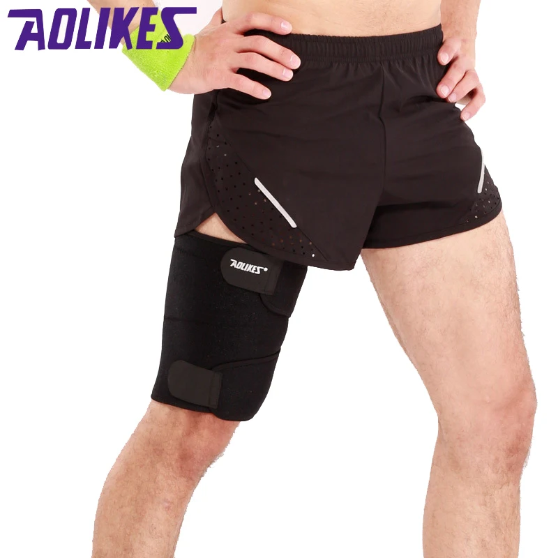 AOLIKES-Soporte deportivo para muslos, protector de tensión muscular, almohadillas de muslo, mallas de fitness, compresión de piernas, culturismo, 1 pieza