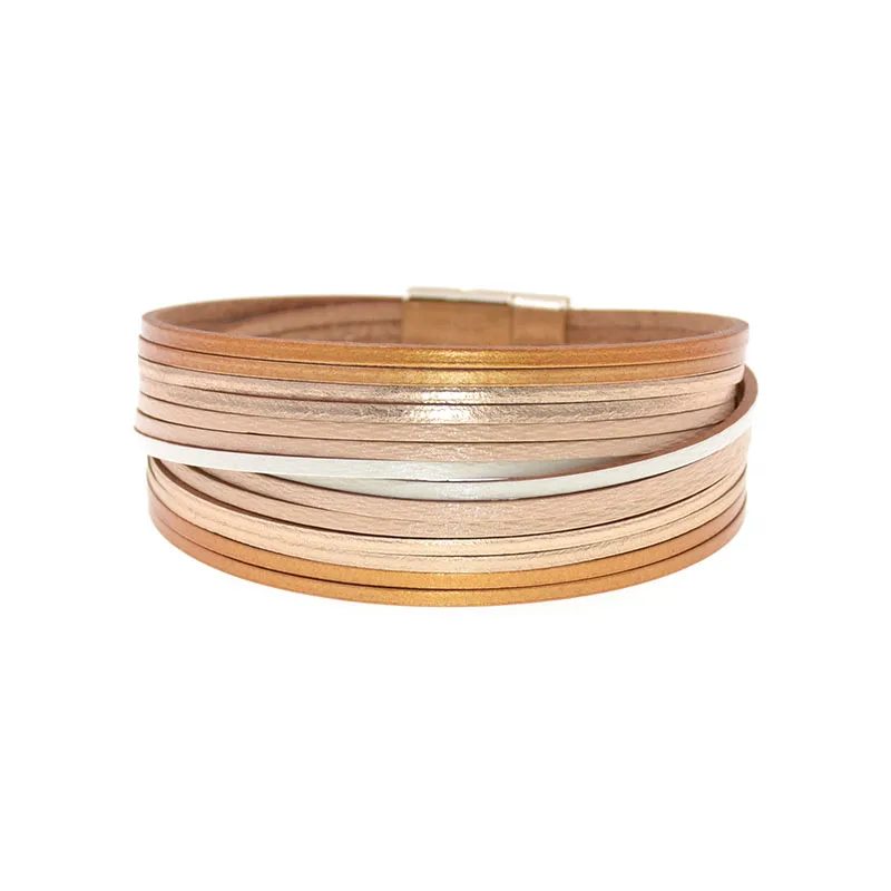 WELLMORE 6 Color Fashion Leather charm Bracelets For Women Men Multiple Layers wrap Bracelets Couples fashion Jewelry wholesale image 5