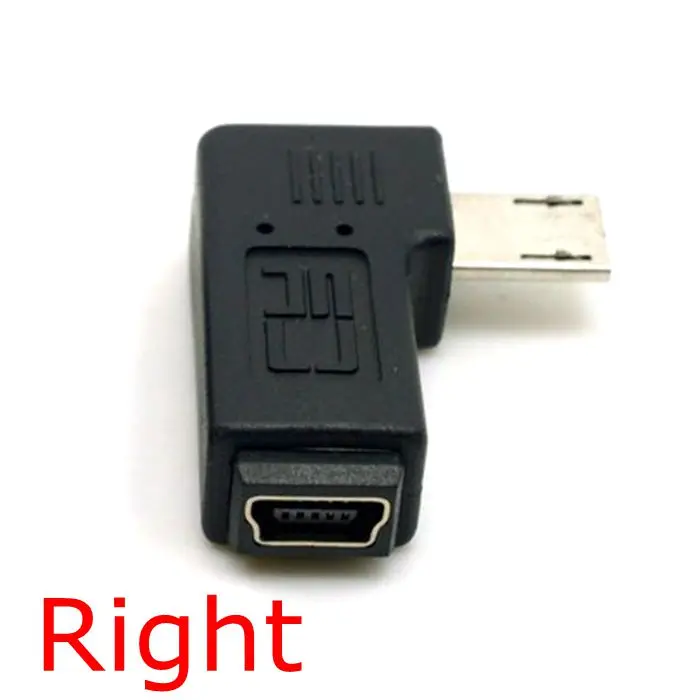 9ミリメートル長いコネクタ90度左&右角度付きmicro usb 5ピンオスミニusbメス延長アダプタコネクタ