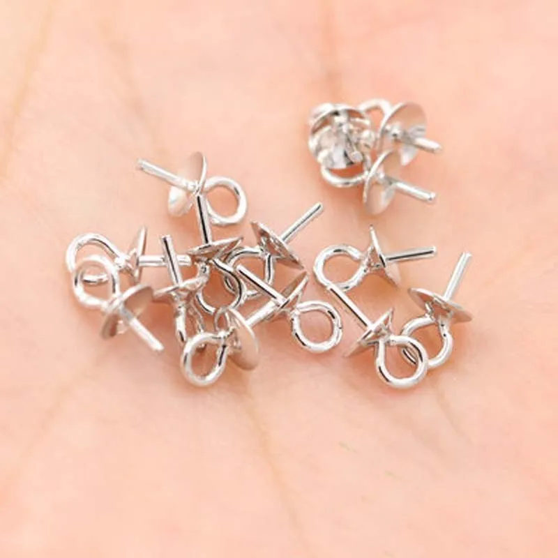 5pcs Genuine Real Pure Solid 925 Sterling Plain Silver Bead Cap Connectors For Pendants Earrings Base Cap Jewelry Findings