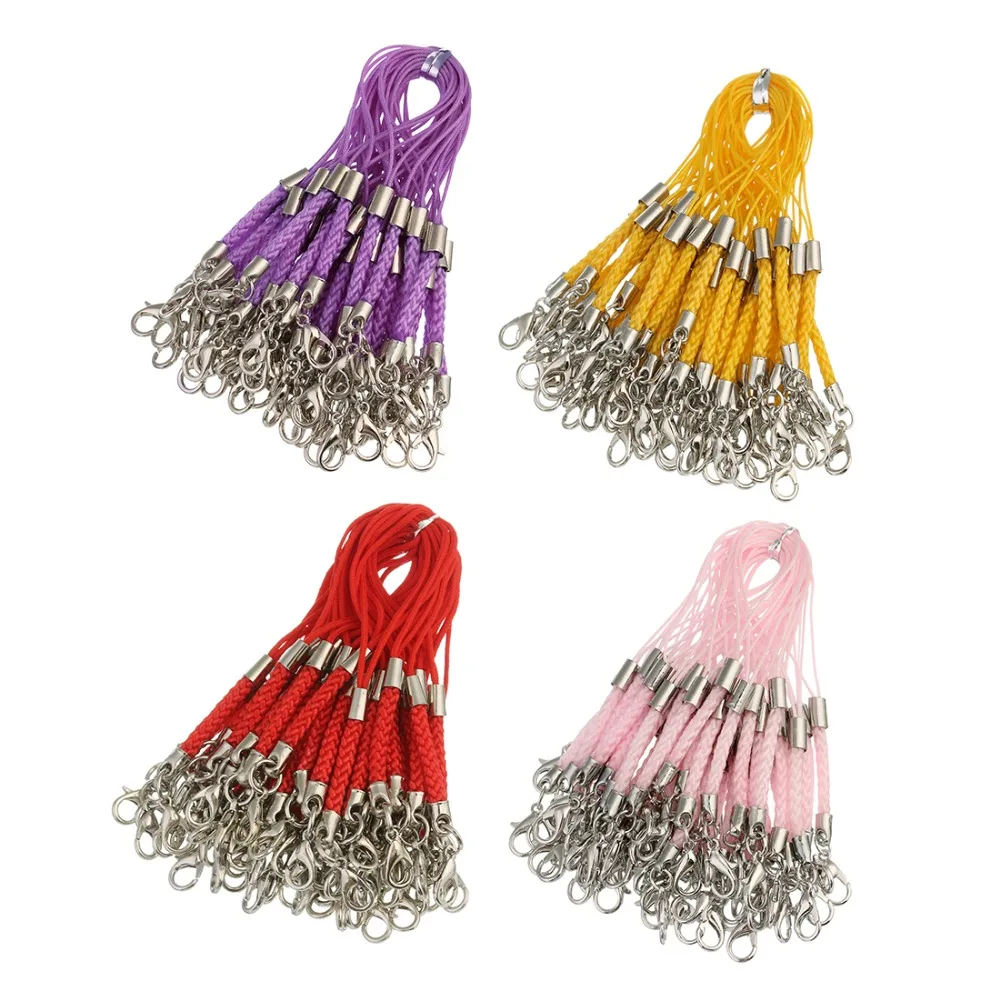 10pcs/lot Multi Colors Cell Phone Strap Lanyard 9cm Length Lariat Lanyard Mobile Cell Phone Cord with Lobster Clasp Findings