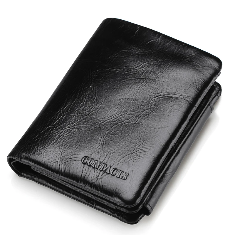 CONTACT\'S Hot Sale Genuine Leather Men Clutch Wallets Card Case Mens Card Holders Purse 3 Style Wallet With Coin Pocket Black
