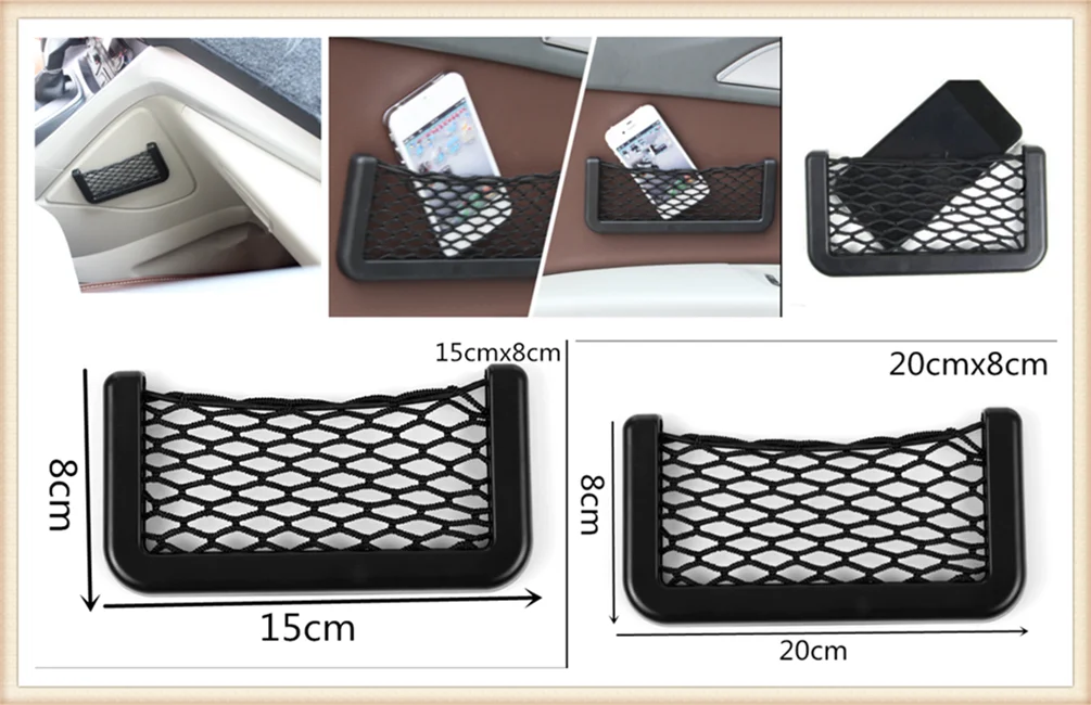 Universal black car seat side net storage pocket for Mercedes Benz GLS63 GLS GLE43 B55 Shooting S400 ML450