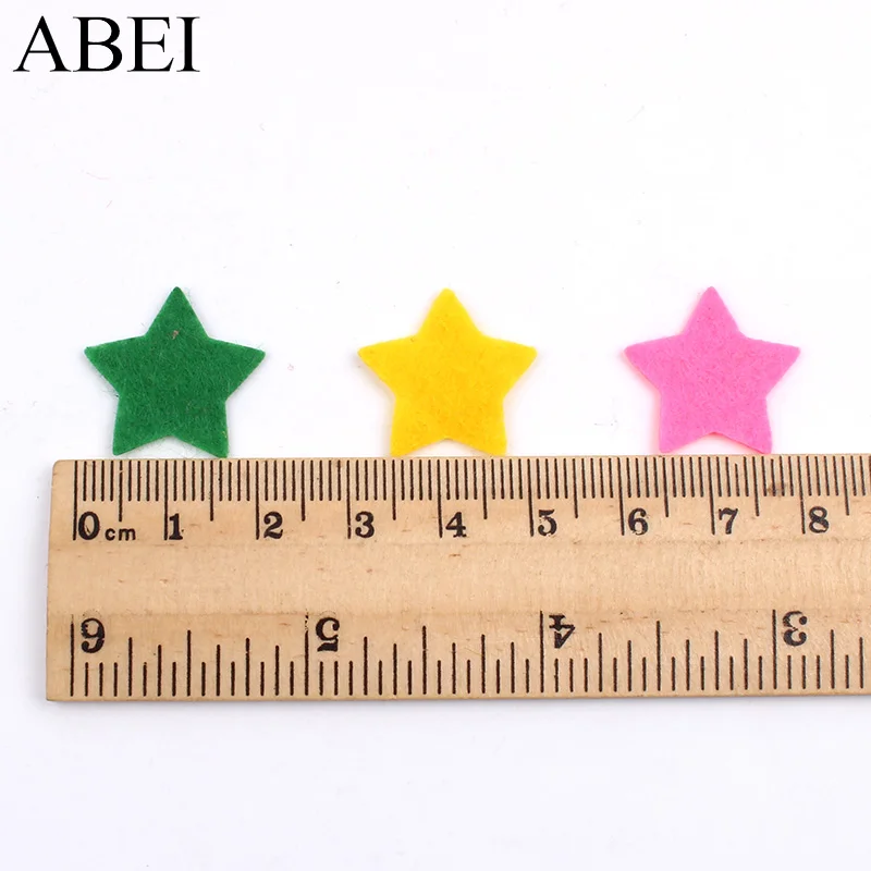 200pcs/lot 2cm Mix Colors Star Felt fabric pads Stick-On patches felt pads fabric flower Scrapbooking accessories