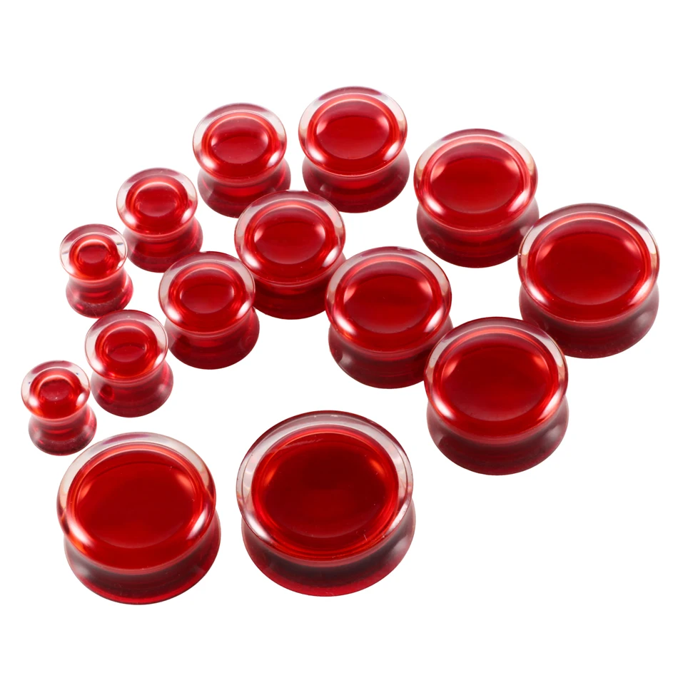 1Pair Acrylic Double Flared Ear Flesh Tunnels Plugs Red Liquid Ear Gauges Earring Expander Piercing Body Jewelrys 8mm-25mm