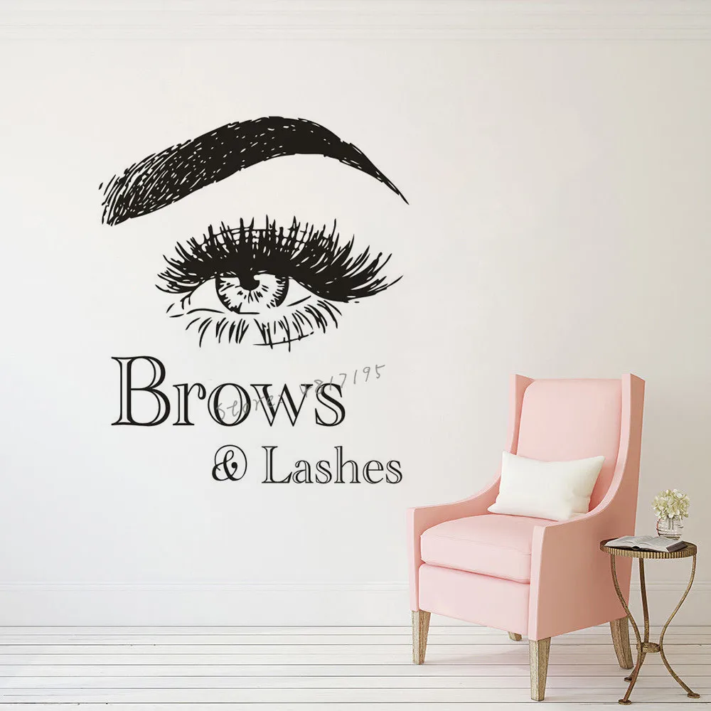 Brows Lashes Logo Wall Decal Beauty Make Up Studio Décor Eyebrow Comestics Wall Sticker Vinyl Beauty Salon Vinyl Posters AZ824