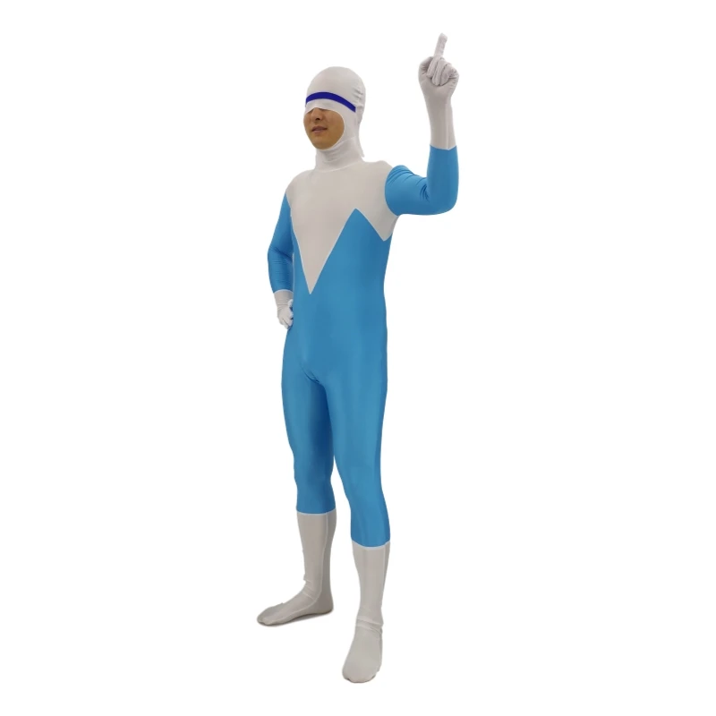 De Incredibles 2 Frozone Superheld Kostuum Cosplay Halloween Party Movie Cosplay Kids Volwassen Kostuums Catsuit Jongens Zentai Pak