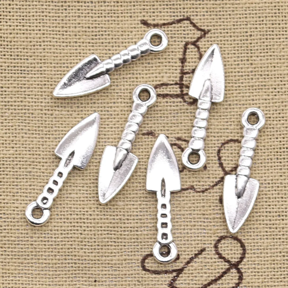 30pcs Charms Military Shovel Spade 25x7mm Antique Silver Color Pendants DIYCrafts Making Findings Handmade Tibetan Jewelry