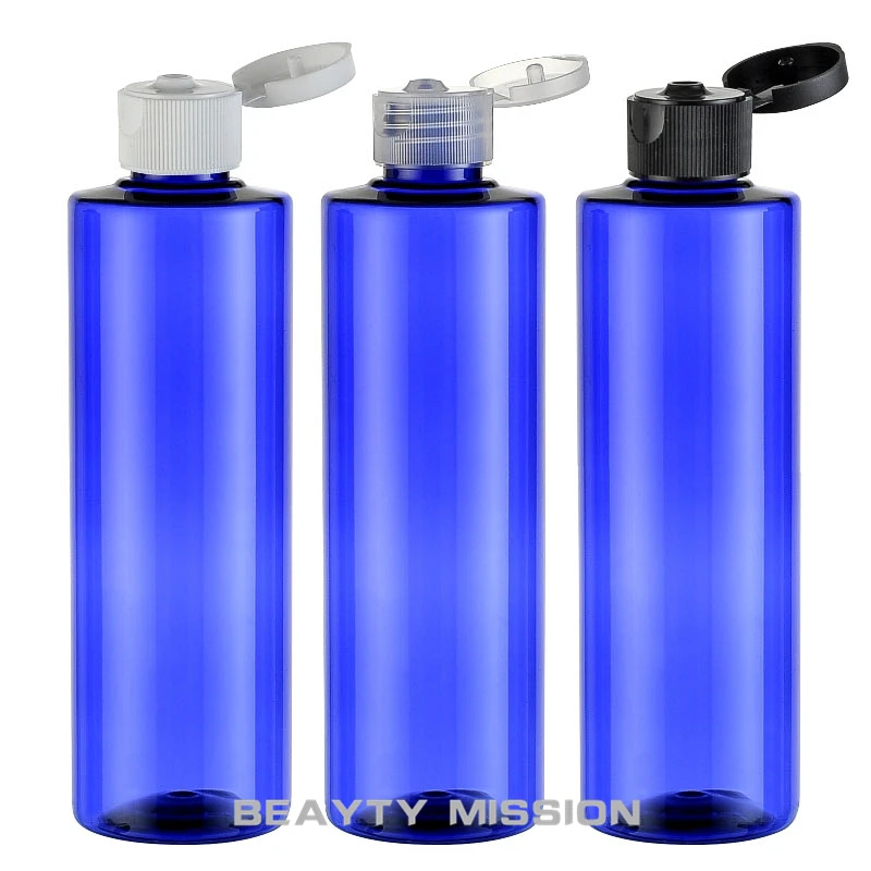 250ML 24 Pcs / Lot Flip Screw Cap Bottle,Blue Plastic Cosmetic Container,Sample Empty Lotion Sub-bottling,Shampoo Bottle