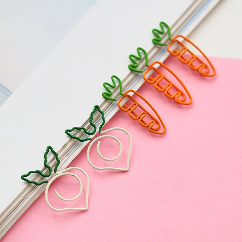 

5Pcs Cute Carrot Paper Clips White Radish Modeling Note Clip Mini Kawaii Bookmark Paperclip Stationery Gift Office School Supply