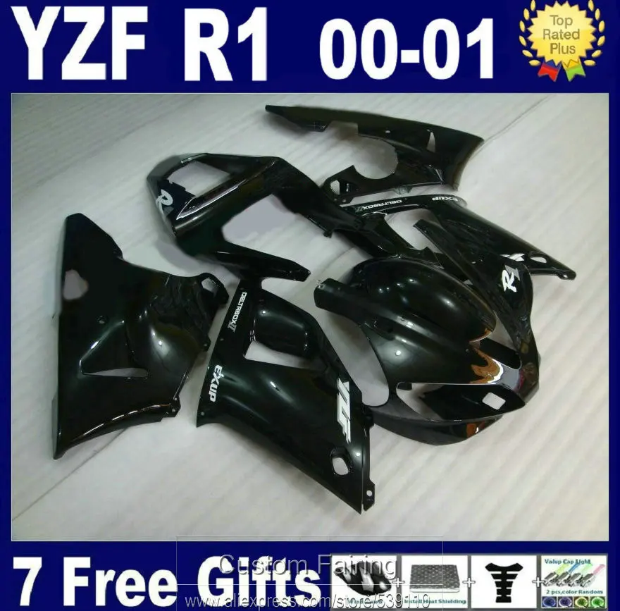 

New hot fairing kit for Yamaha YZFR1 00 01 black motorcycel fairings set YZF R1 2000 2001 LK50