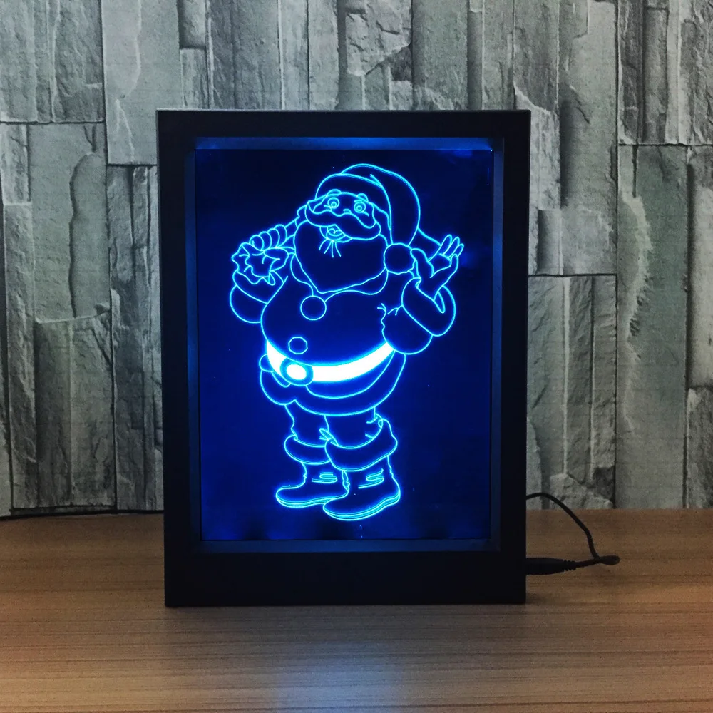 

Christmas Santa Photo frame night light Acrylic pattern Action figure 7 color adjustable Remote control Christmas decoration A52