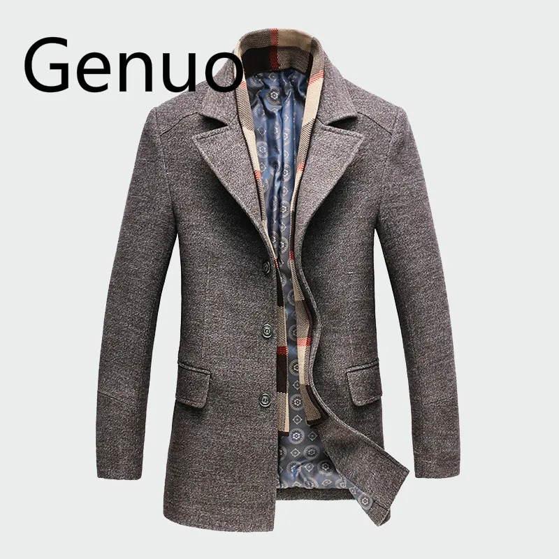 

Winter Men's Casual Wool Trench Coat Fashion Business Long Thicken Slim Overcoat Jacket Male Peacoat Brand Clothes M-4XL