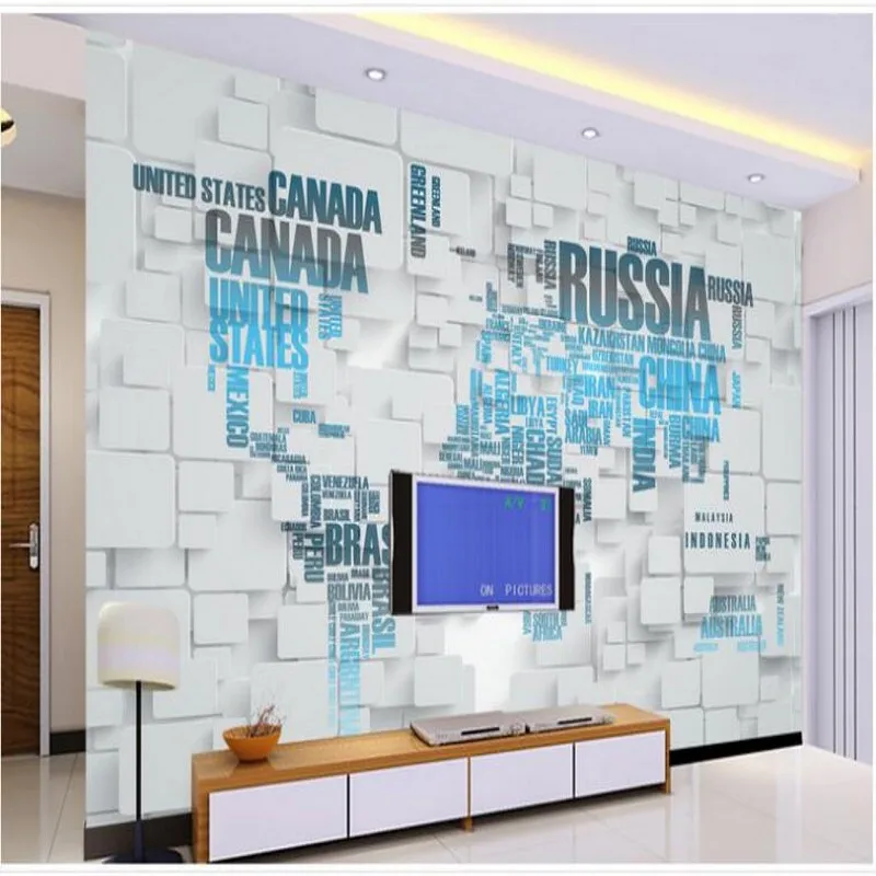 

wellyu Custom large - scale murals 3D stereo murals world map TV backdrop non - woven wallpaper papel de parede para quarto