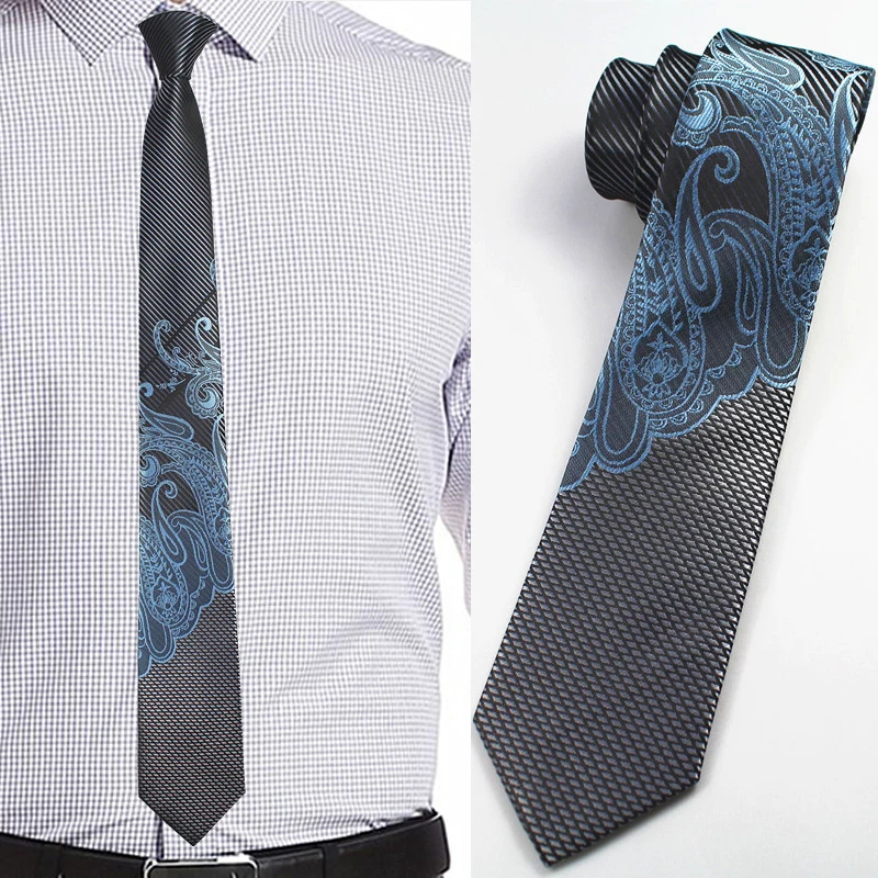 RBOCOTT Mens Slim Tie Fashion Paisley Tie 6cm width Skinny Ties For Men Wedding Party Narrow Neckties Gravatas Corbatas