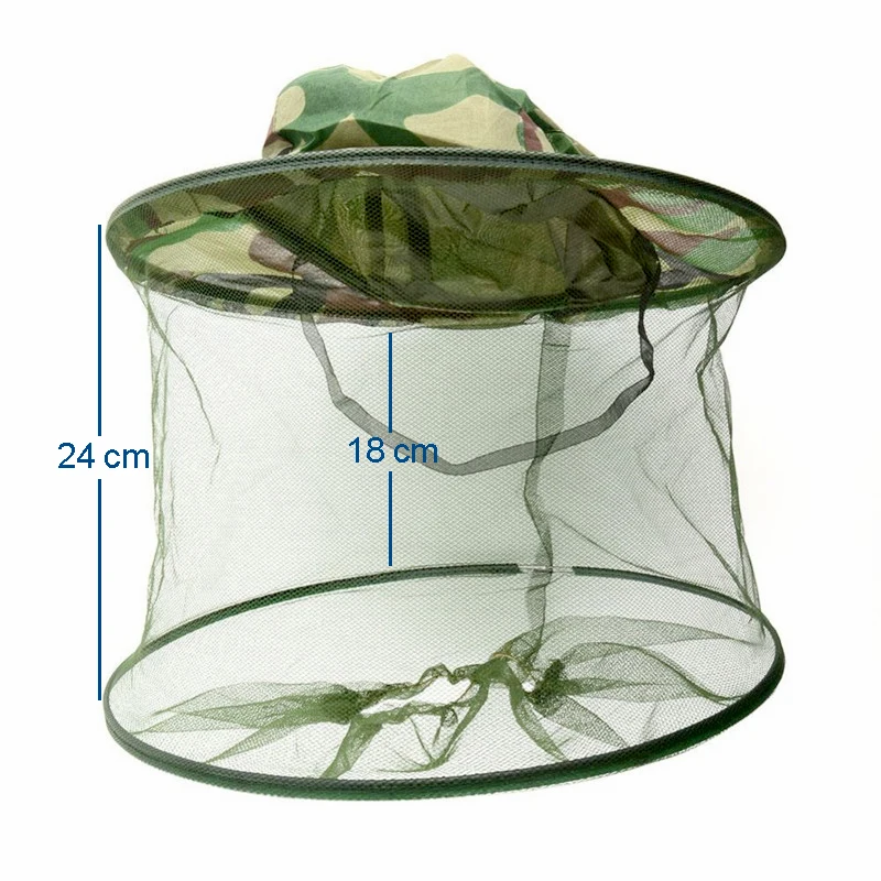 Bee Keeping Veil Mosquito Hat Net Camouflage Nets Bug Insect Face Protector Cap Mesh Hunting Fishing Outdoor Cap Anti Midge Head