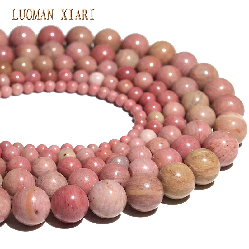 Strand 15'' Wholesale Natural Rhodochrosite Red Stone Beads For Jewelry Making Pink beads DIY Bracelet  4mm 6mm 8mm 10mm 12mm