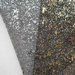 1Pc Glitter Silver Gauze Printed Mesh Fabric For Sewing Tilda Doll Festive Decoration Material DIY Handmade Gold Thin Net Cloth