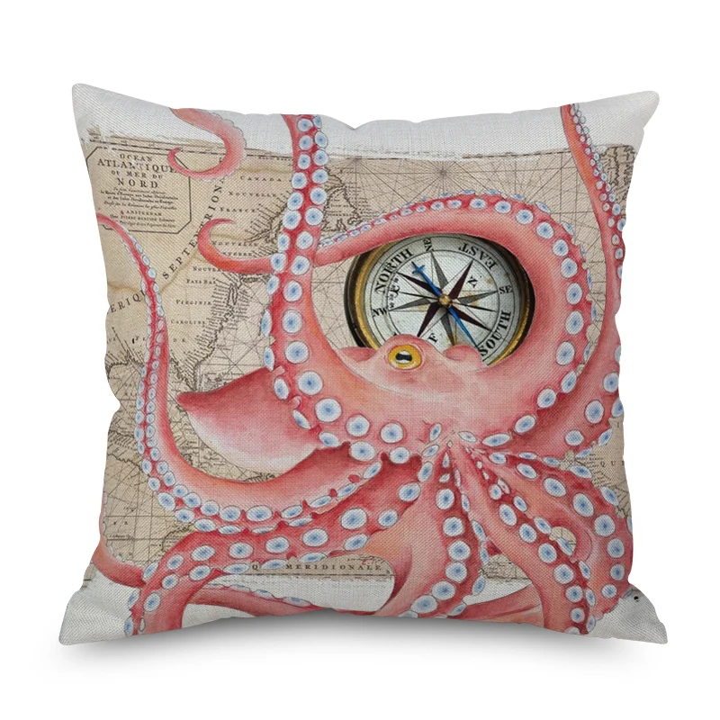 Animal Colored octopus Nordic short plush Pillow Case Polyester Decorative Throw Pillow Cover Square style-7